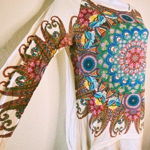 Desigual Women's multicolor Long Sleeve Shirt Blouse  Size Medium